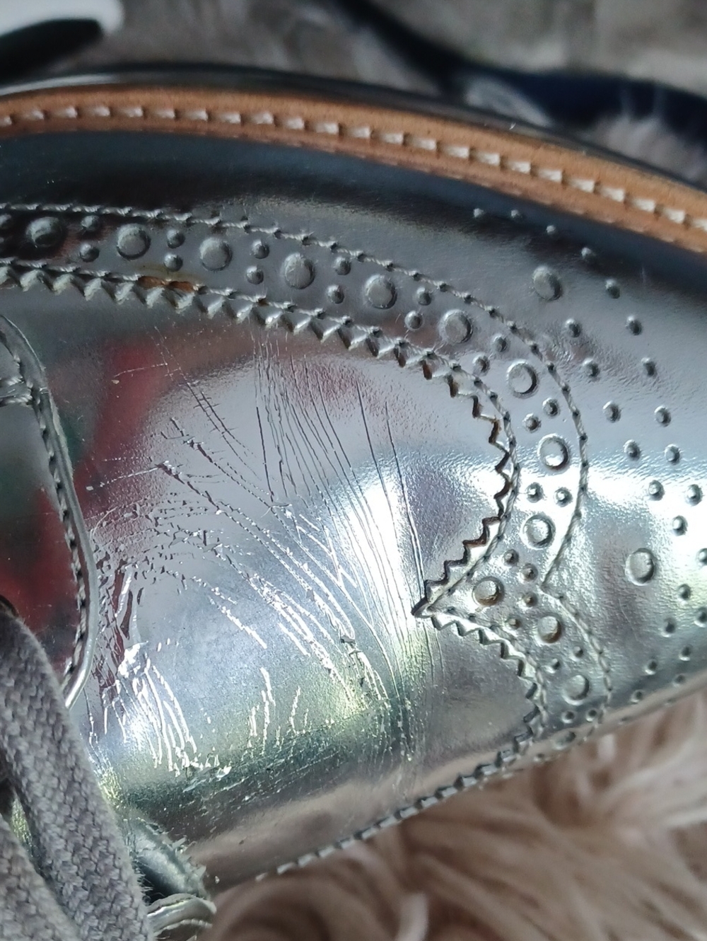 PRADA Silver Metallic Leather Platform Oxford Shoes - Picture 14 of 16